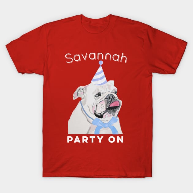 Savannah Georgia Souvenir Funny Bulldog Party On T-Shirt by Pine Hill Goods